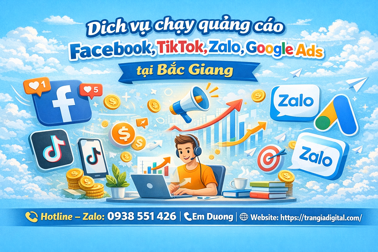 dịch vụ chạy quảng cáo facebook, tiktok, zalo, google ads tại Bắc Giang