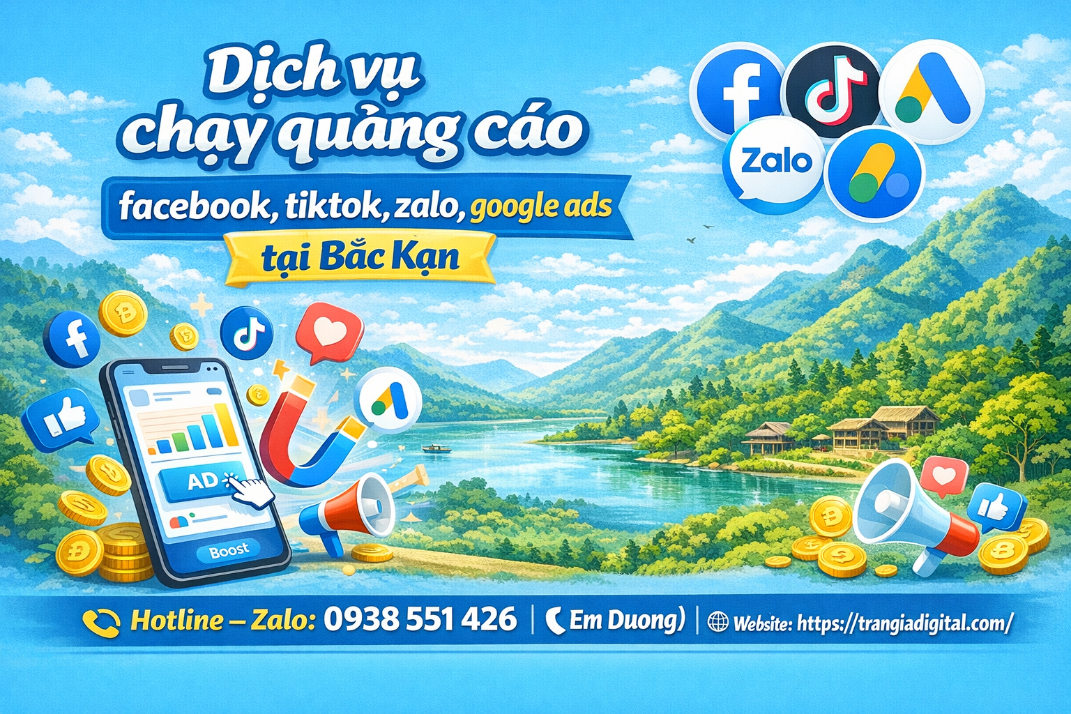 Dịch vụ chạy quảng cáo facebook, tiktok, zalo, google ads tại Bắc Kạn