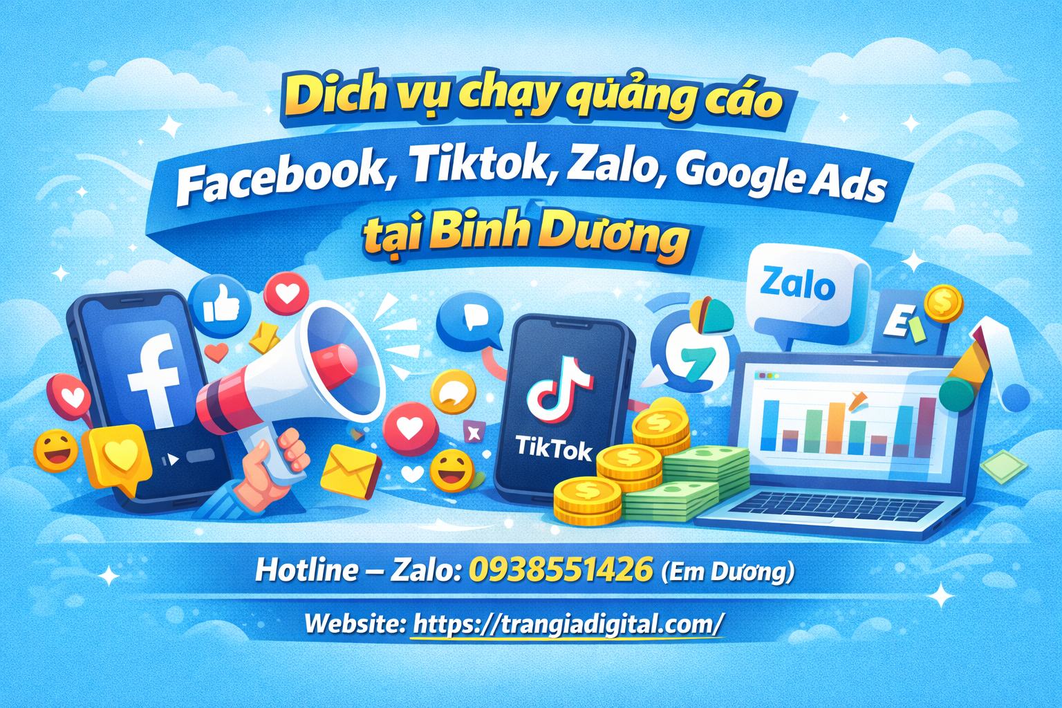 Dịch vụ chạy quảng cáo facebook, tiktok, zalo, google ads tại Bình Dương
