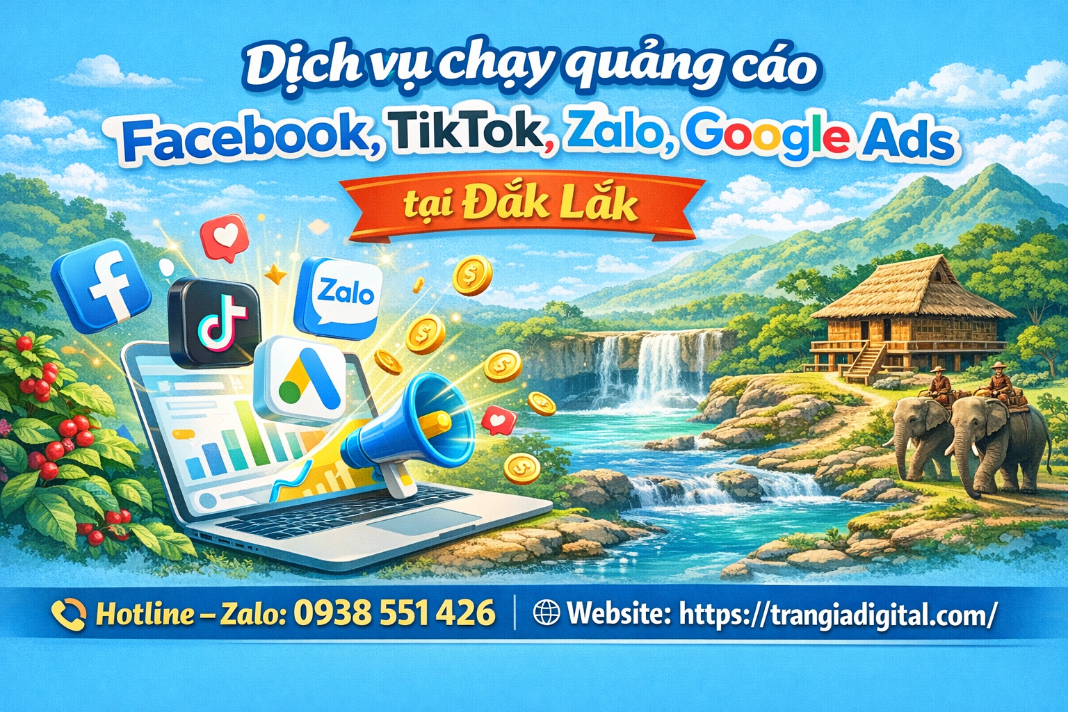 dịch vụ chạy quảng cáo facebook, tiktok, zalo, google ads tại Đắk Lắk