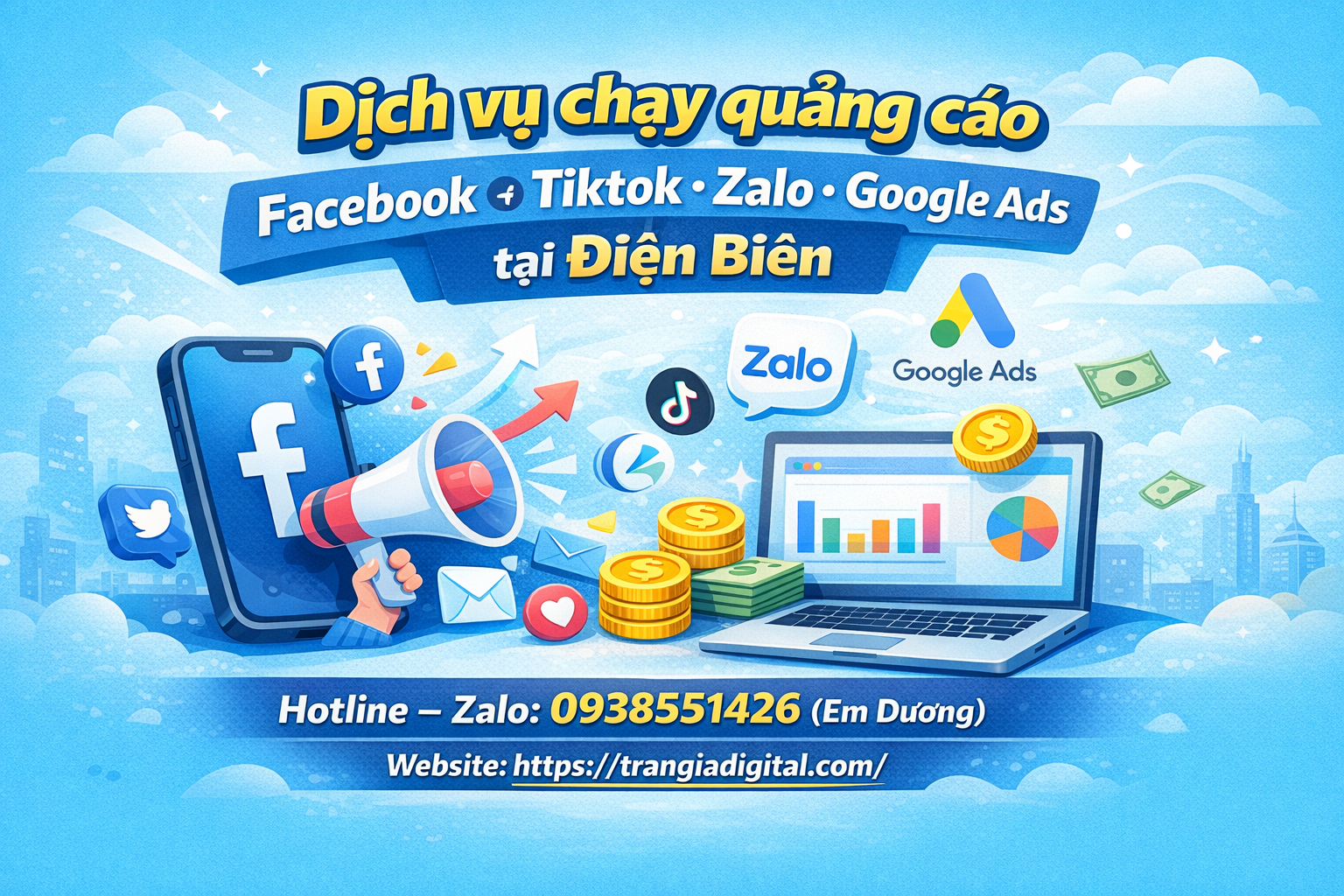 Dịch vụ chạy quảng cáo facebook, tiktok, zalo, google ads tại Điện Biên