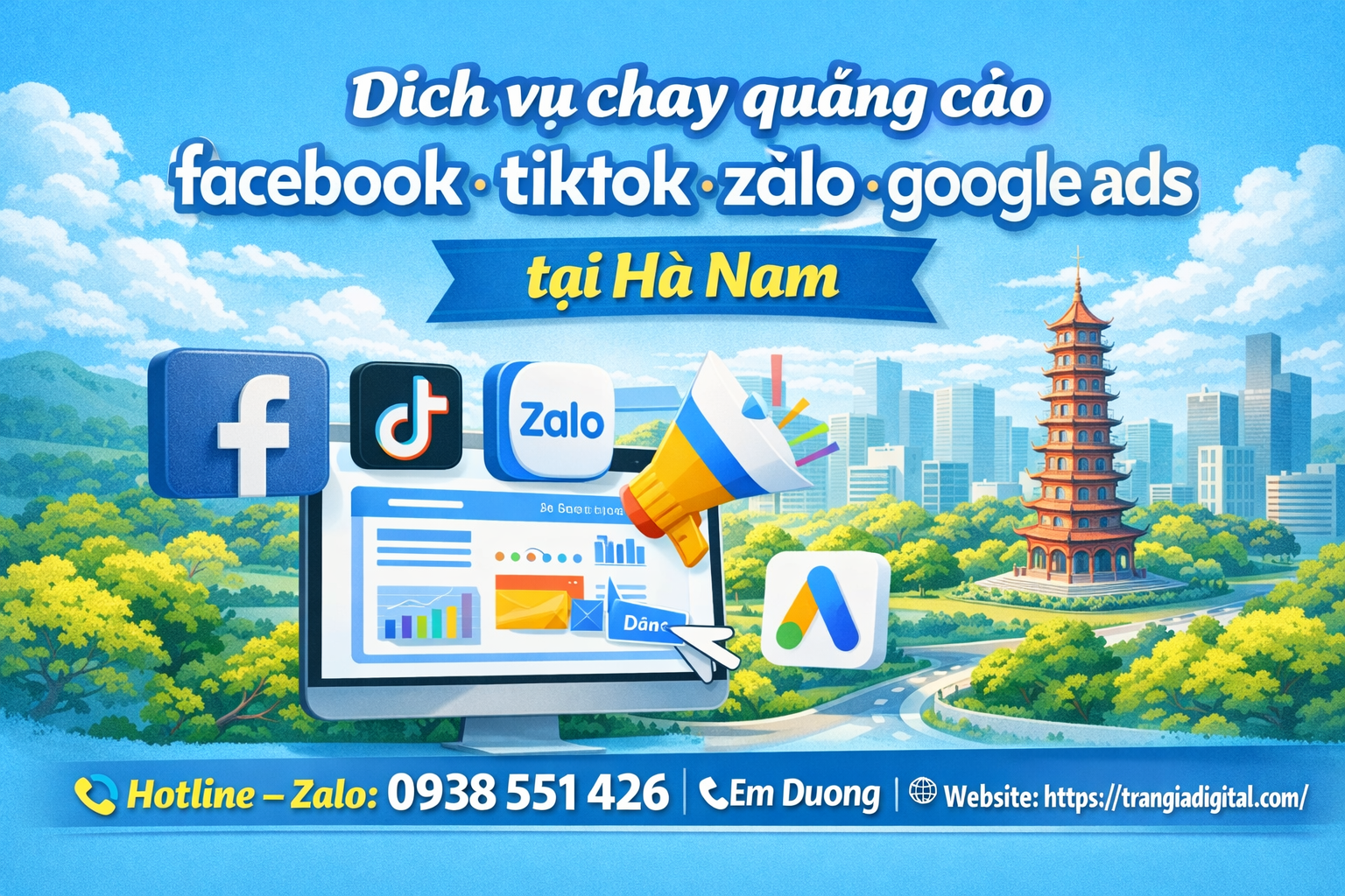 Dịch vụ chạy quảng cáo facebook, tiktok, zalo, google ads tại Hà Nam