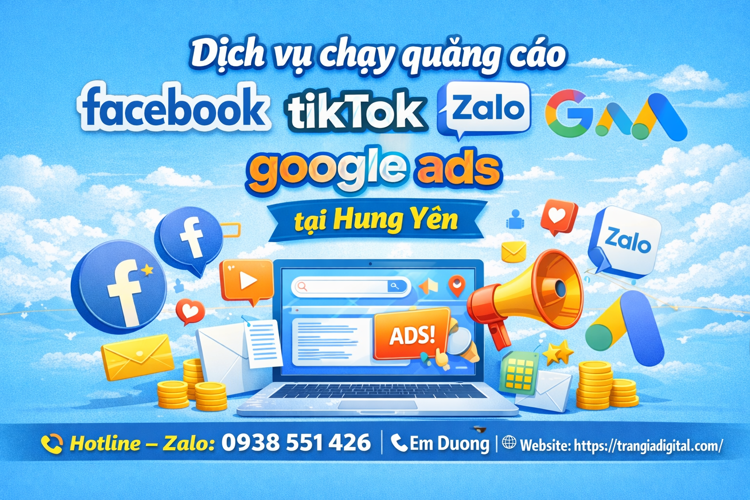 Dịch vụ chạy quảng cáo facebook, tiktok, zalo, google ads tại Hưng Yên