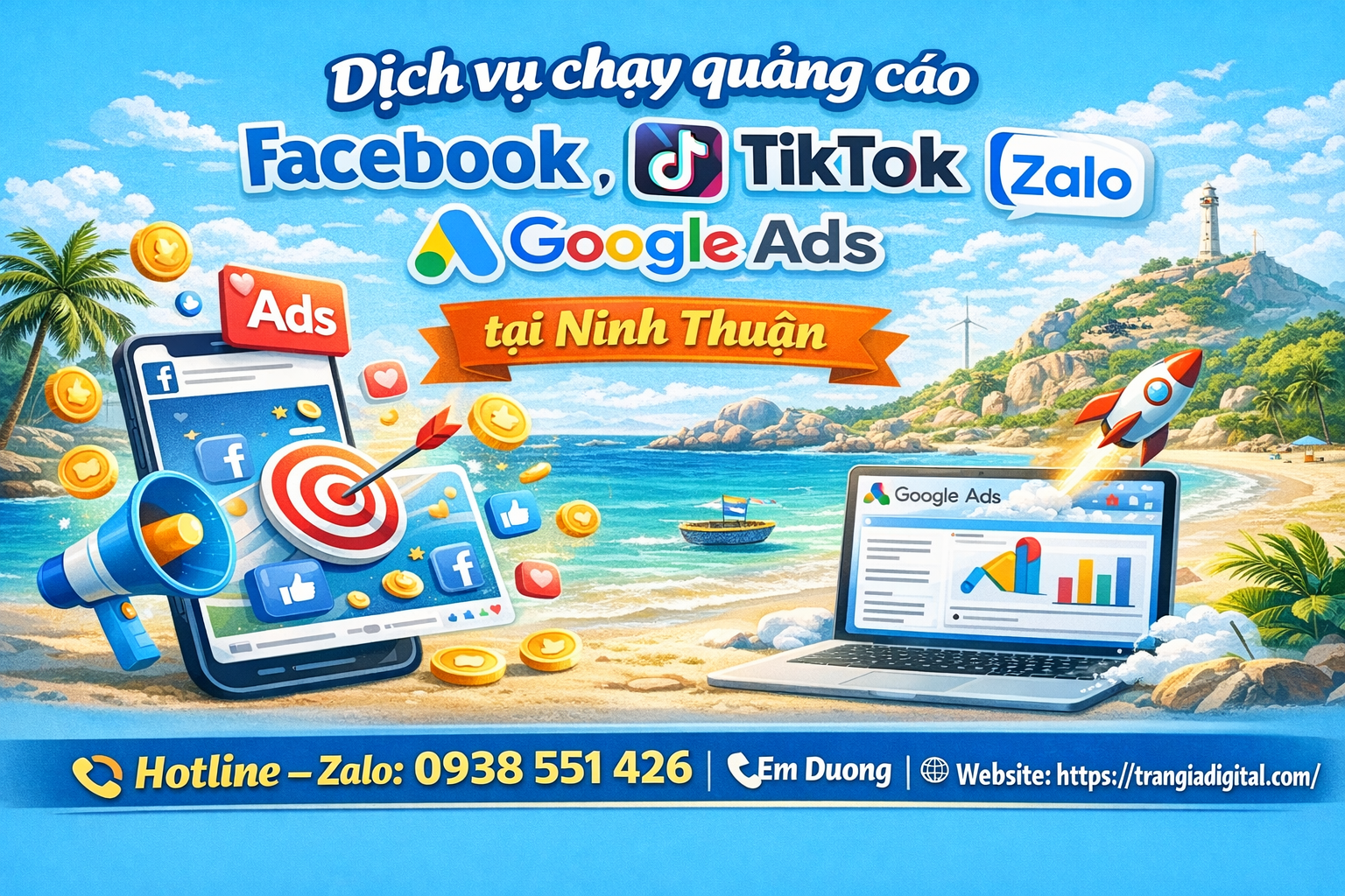 Dịch vụ chạy quảng cáo facebook, tiktok, zalo, google ads tại Ninh Thuận