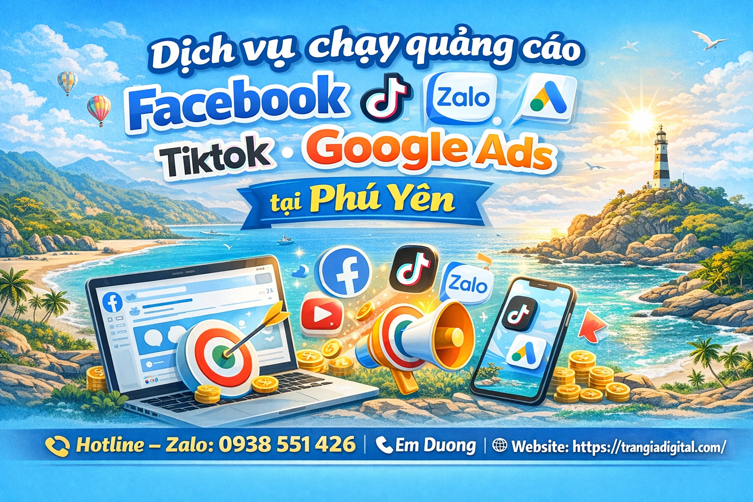 Dịch vụ chạy quảng cáo facebook, tiktok, zalo, google ads tại Phú Yên