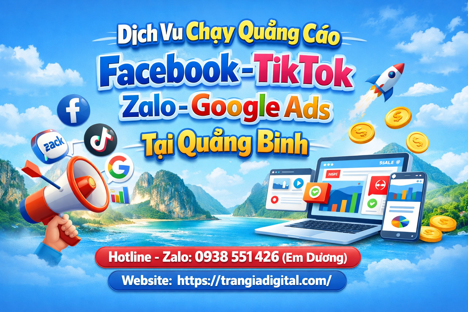 Dịch vụ chạy quảng cáo facebook, tiktok, zalo, google ads tại Quảng Bình