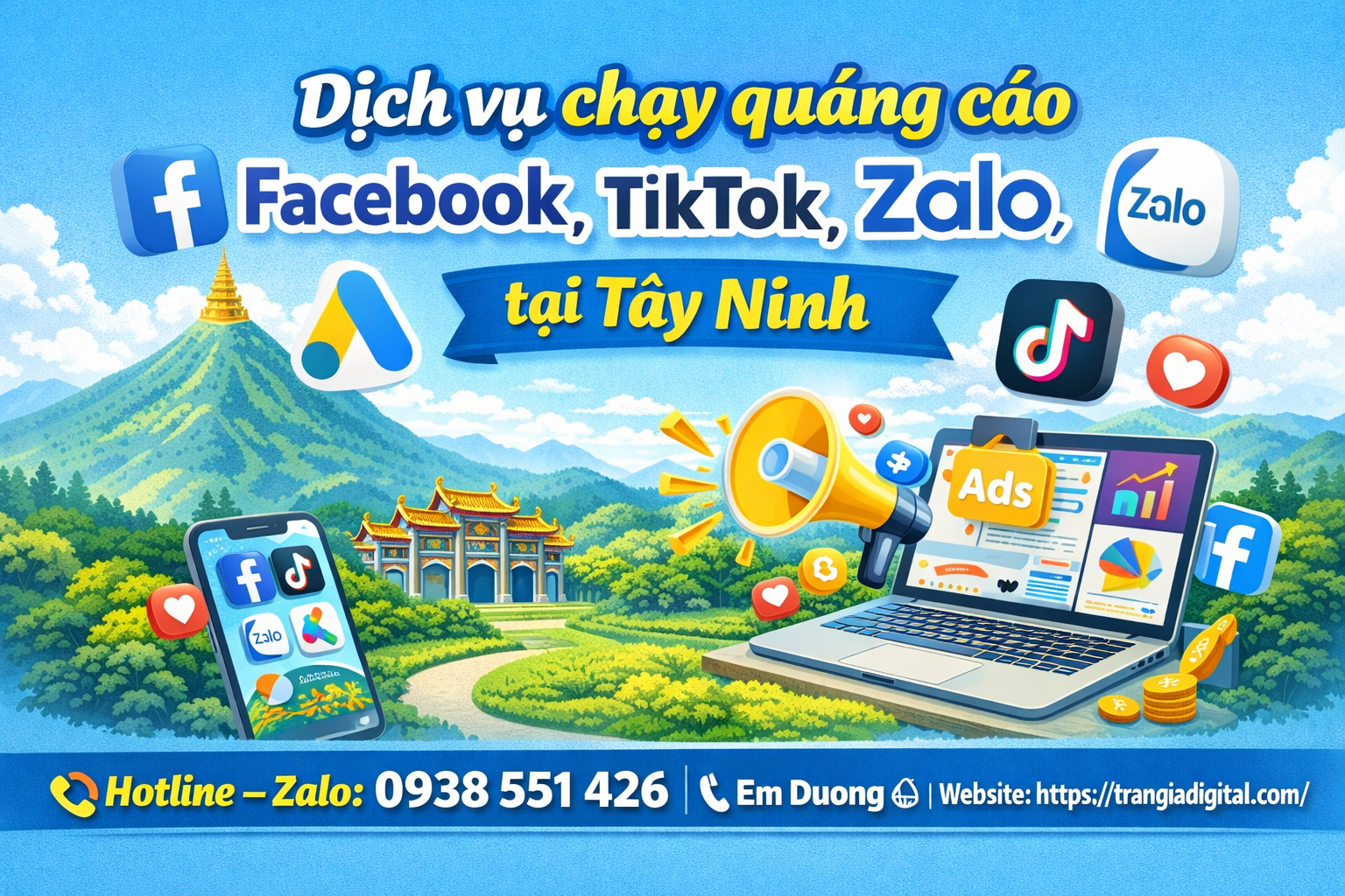 Dịch vụ chạy quảng cáo facebook, tiktok, zalo, google ads tại Tây Ninh
