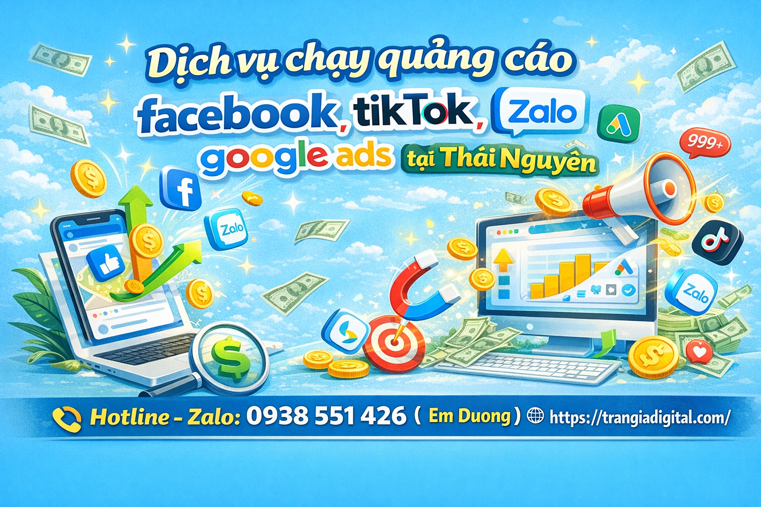 Dịch vụ chạy quảng cáo facebook, tiktok, zalo, google ads tại Thái Nguyên