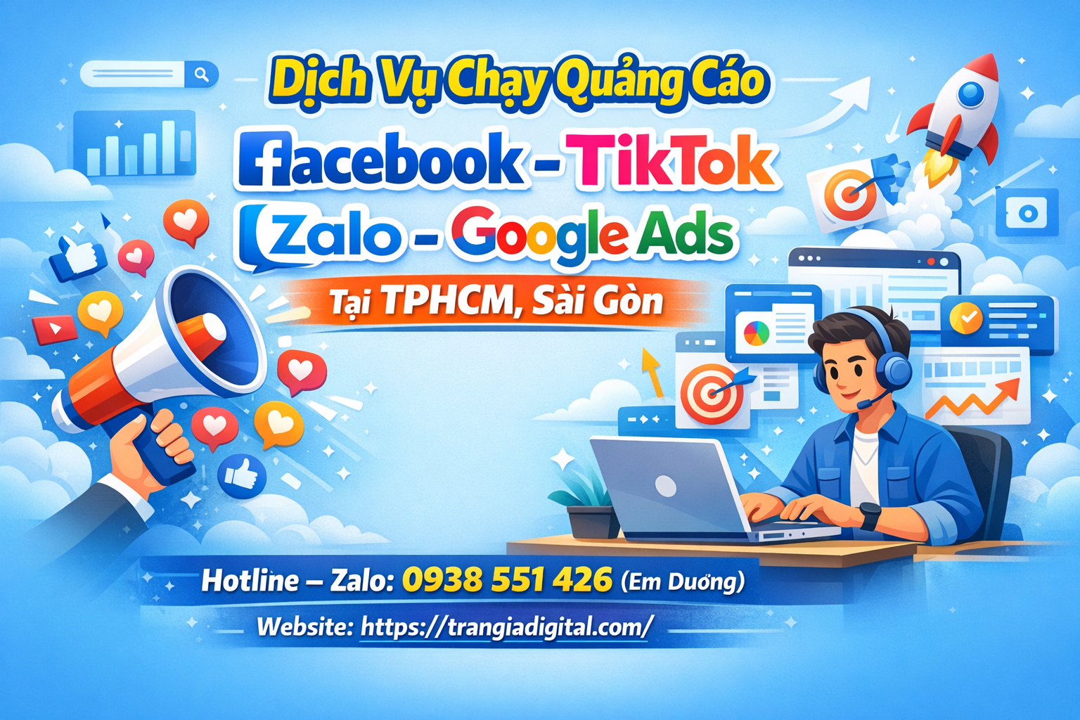 Dịch vụ chạy quảng cáo facebook, tiktok, zalo, google ads tại TPHCM, Sài Gò