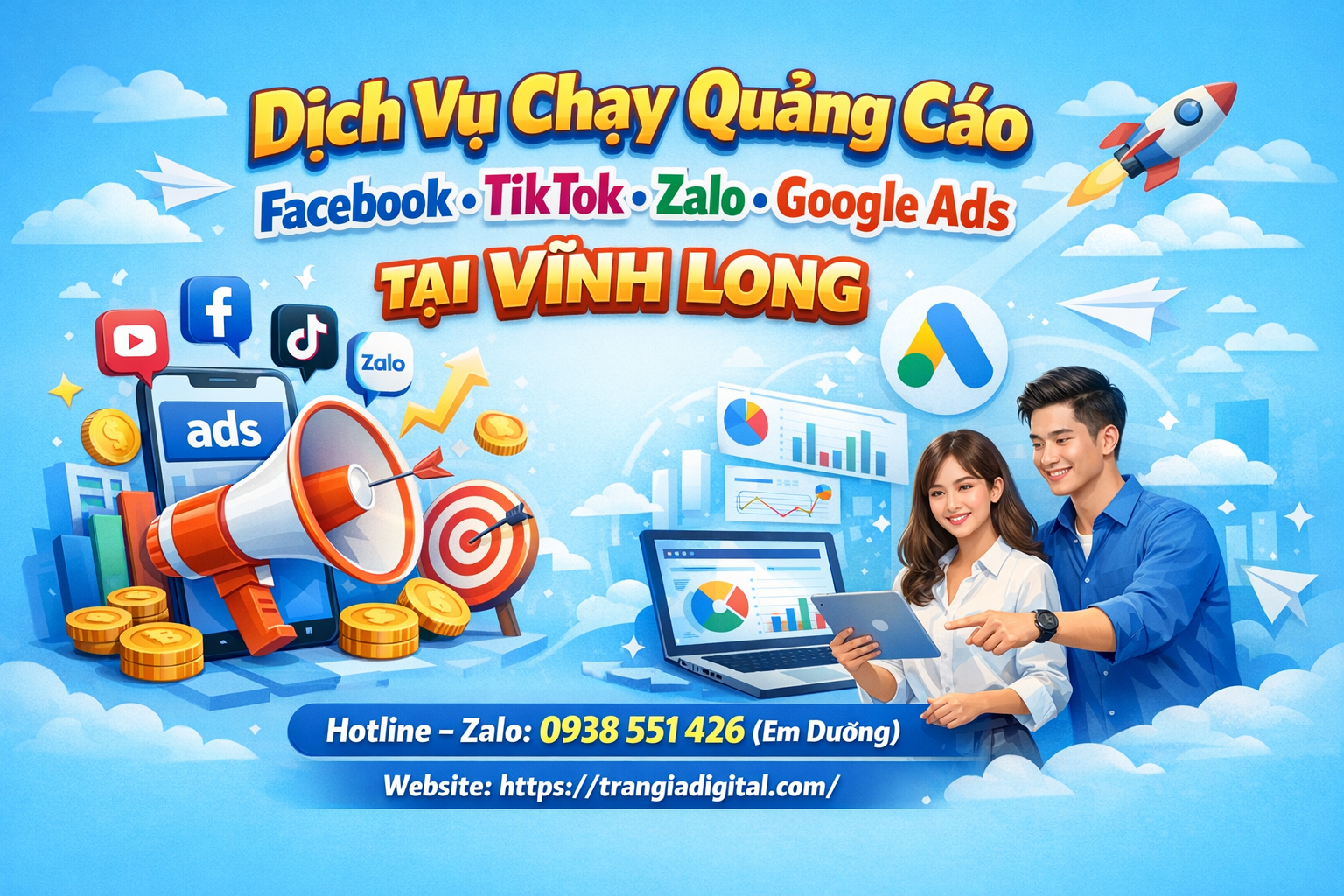 Dịch vụ chạy quảng cáo facebook, tiktok, zalo, google ads tại Vĩnh Long