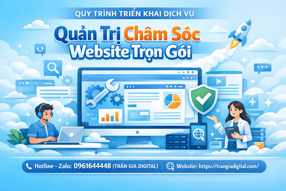 Quy trình triển khai dịch vụ Quản Trị chăm sóc Website Trọn gói thông thường