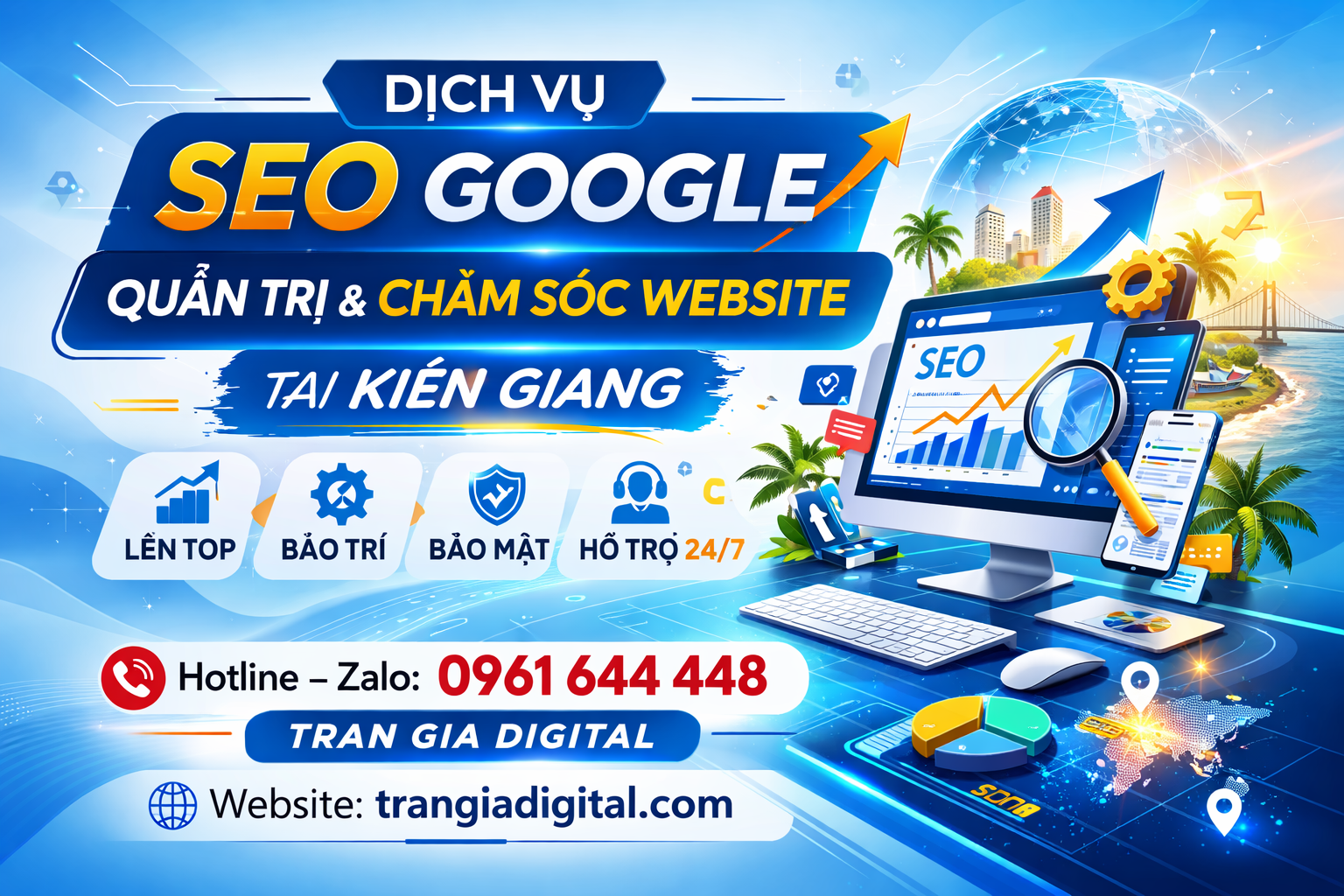 Dịch Vụ SEO Google, Quản Trị Chăm Sóc Website Tại Kiên Giang